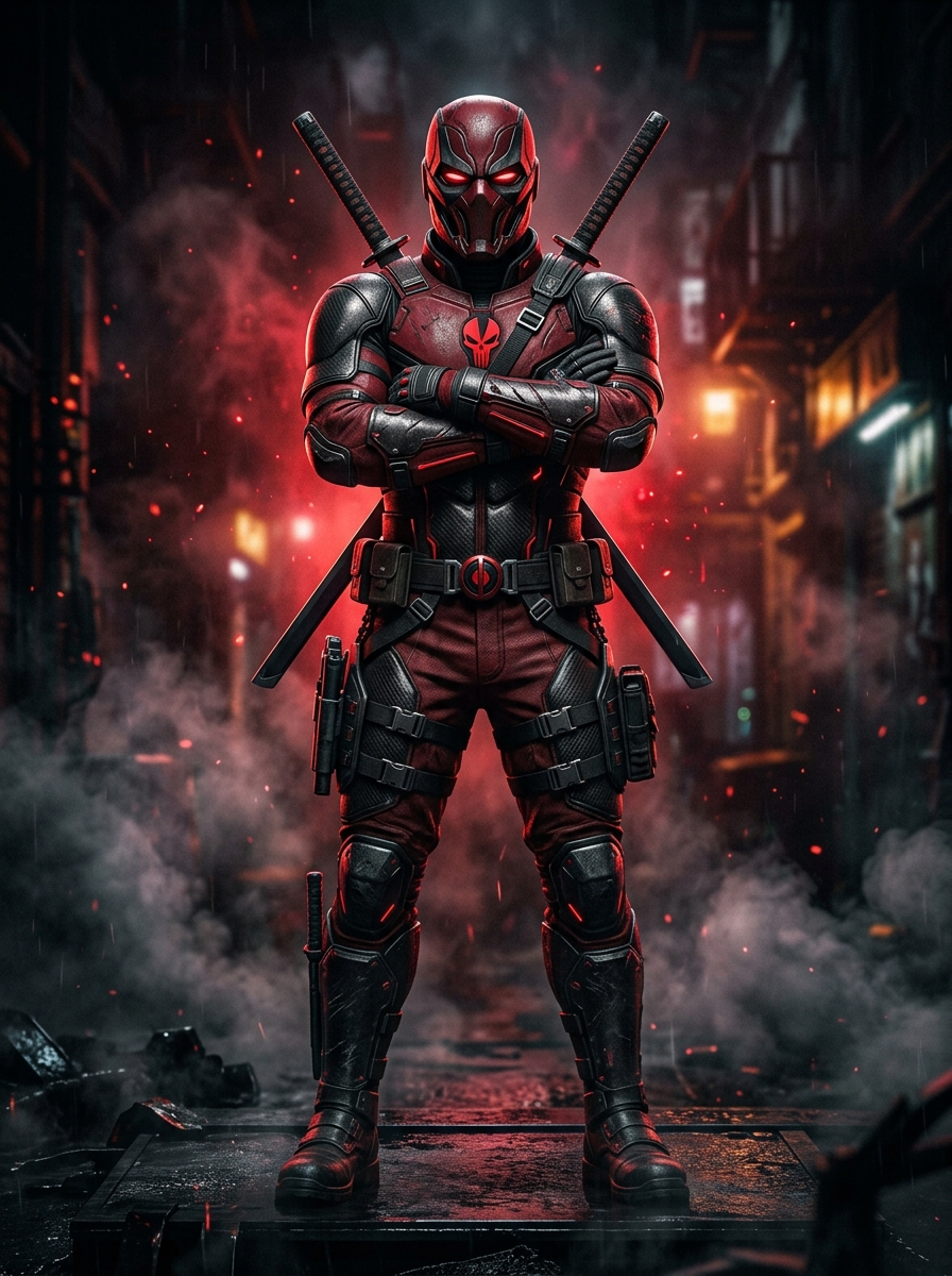 Deadpool in dramatic portrait pose